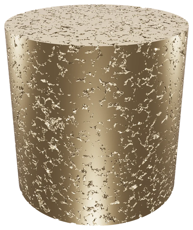 Kirby sandstone core plug, gold surface